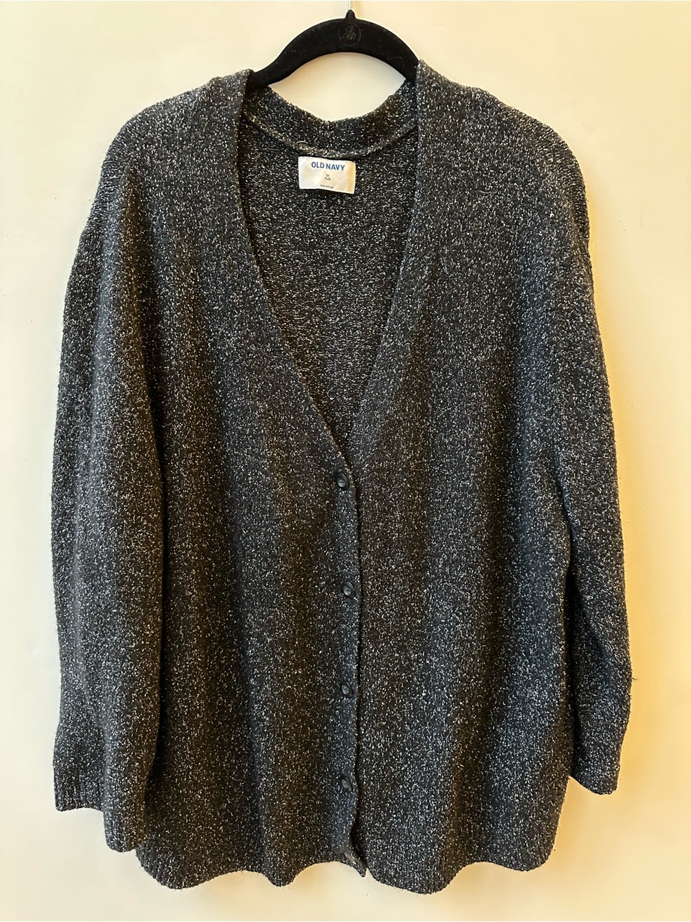 Old Navy Women's Charcoal Gray Speckled Button-Front Cardigan